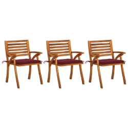 vidaXL Chaises à manger de jardin avec coussins lot de 3 Acacia massif - TU