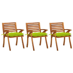 vidaXL Chaises à manger de jardin avec coussins lot de 3 Acacia massif - TU