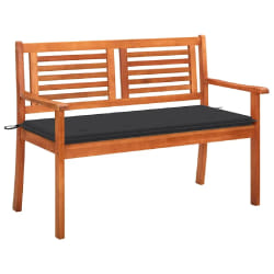 vidaXL Banc de jardin 2 places avec coussin 120 cm Bois d'eucalyptus - TU