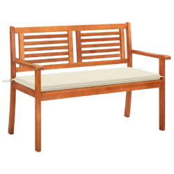 vidaXL Banc de jardin 2 places avec coussin 120 cm Bois d'eucalyptus - TU