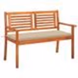 vidaXL Banc de jardin 2 places avec coussin 120 cm Bois d'eucalyptus - TU