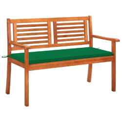 vidaXL Banc de jardin 2 places avec coussin 120 cm Bois d'eucalyptus - TU