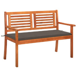 vidaXL Banc de jardin 2 places avec coussin 120 cm Bois d'eucalyptus - TU