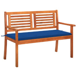 vidaXL Banc de jardin 2 places avec coussin 120 cm Bois d'eucalyptus - TU