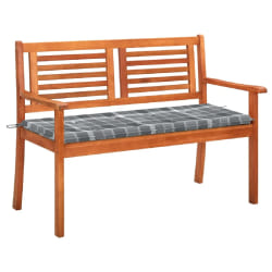 vidaXL Banc de jardin 2 places avec coussin 120 cm Bois d'eucalyptus - TU