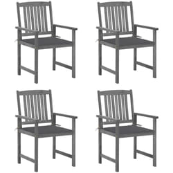 Vidaxl - Chaises de jardin et coussins lot de 4 Gris Bois acacia massif
