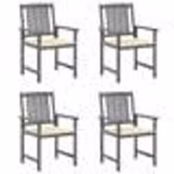 vidaXL Chaises de jardin et coussins lot de 4 Gris Bois acacia massif - TU