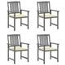 vidaXL Chaises de jardin et coussins lot de 4 Gris Bois acacia massif - TU