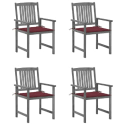 vidaXL Chaises de jardin et coussins lot de 4 Gris Bois acacia massif - TU