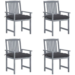 Vidaxl - Chaises de jardin et coussins lot de 4 Gris Bois acacia massif