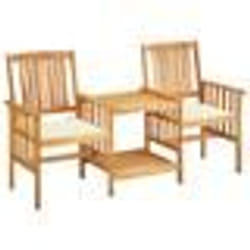 vidaXL Chaises de jardin avec table à thé et coussins Acacia solide - TU