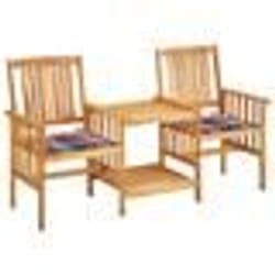 vidaXL Chaises de jardin avec table à thé et coussins Acacia solide - TU