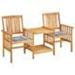 vidaXL Chaises de jardin avec table à thé et coussins Acacia solide - TU