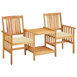Vidaxl - Chaises de jardin avec table à thé et coussins Acacia solide