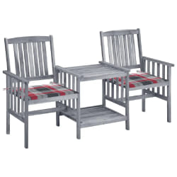 vidaXL Chaises de jardin avec table à thé et coussins Acacia solide