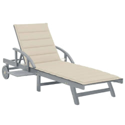vidaXL Chaise Longue Jardin - Acacia et Coussins