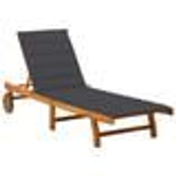 vidaXL Chaise longue de jardin avec coussin Bois d'acacia solide - TU