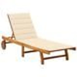 vidaXL Chaise longue de jardin avec coussin Bois d'acacia solide - TU