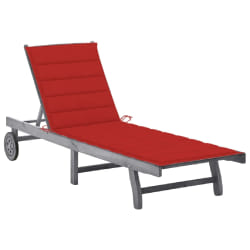 vidaXL Chaise longue de jardin avec coussin Gris Bois d'acacia solide - TU
