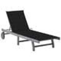 vidaXL Chaise longue de jardin avec coussin Gris Bois d'acacia solide - TU
