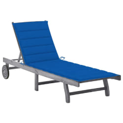 vidaXL Chaise longue de jardin avec coussin Gris Bois d'acacia solide - TU