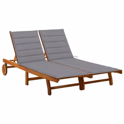 vidaXL Chaise longue de jardin 2 places avec coussins Acacia solide - TU