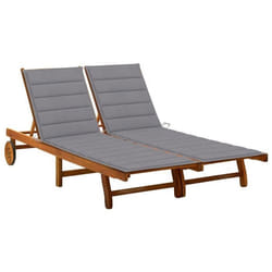 vidaXL Chaise longue de jardin 2 places avec coussins Acacia solide - TU