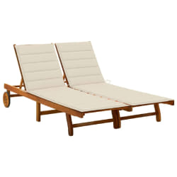 vidaXL Chaise longue de jardin 2 places avec coussins Acacia solide - TU
