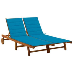 vidaXL Chaise longue de jardin 2 places avec coussins Acacia solide - TU