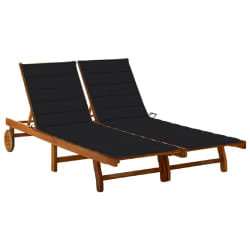 vidaXL Chaise longue de jardin 2 places avec coussins Acacia solide - TU
