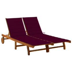 vidaXL Chaise longue de jardin 2 places avec coussins Acacia solide - TU