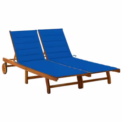 vidaXL Chaise longue de jardin 2 places avec coussins Acacia solide - TU