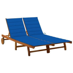 vidaXL Chaise longue de jardin 2 places avec coussins Acacia solide - TU