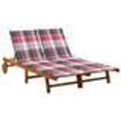vidaXL Chaise longue de jardin 2 places avec coussins Acacia solide - TU