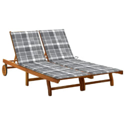 vidaXL Chaise longue de jardin 2 places avec coussins Acacia solide - TU