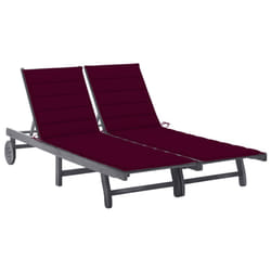 VidaXL 3061398 chaise d'extérieur Linge Siège rembourré Bois d'acacia Gris, Rouge