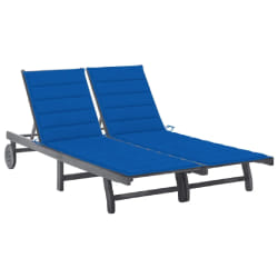 vidaXL Chaise longue de jardin 2 places avec coussin Gris Acacia - TU