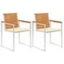 vidaXL Chaises de jardin avec coussins lot de 2 Acacia solide et acier