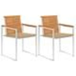vidaXL Chaises de jardin avec coussins lot de 2 Acacia solide et acier