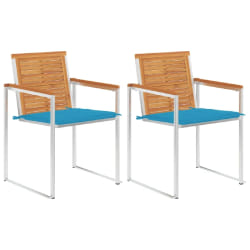 vidaXL Chaises de jardin avec coussins lot de 2 Acacia solide et acier