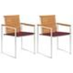 vidaXL Chaises de jardin avec coussins lot de 2 Acacia solide et acier