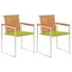 vidaXL Chaises de jardin avec coussins lot de 2 Acacia solide et acier
