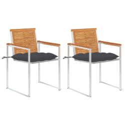 vidaXL Chaises de jardin avec coussins lot de 2 Acacia solide et acier