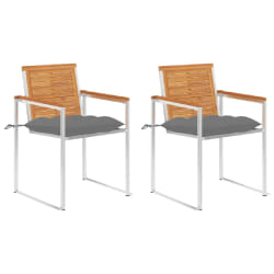 vidaXL Chaises de jardin avec coussins lot de 2 Acacia solide et acier