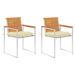 vidaXL Chaises de jardin avec coussins lot de 2 Acacia solide et acier