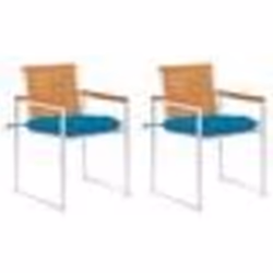 vidaXL Chaises de jardin avec coussins lot de 2 Acacia solide et acier