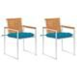 vidaXL Chaises de jardin avec coussins lot de 2 Acacia solide et acier