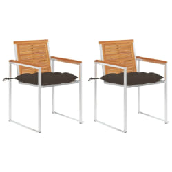 vidaXL Chaises de jardin avec coussins lot de 2 Acacia solide et acier