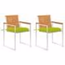 vidaXL Chaises de jardin avec coussins lot de 2 Acacia solide et acier