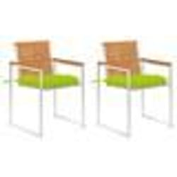vidaXL Chaises de jardin avec coussins lot de 2 Acacia solide et acier